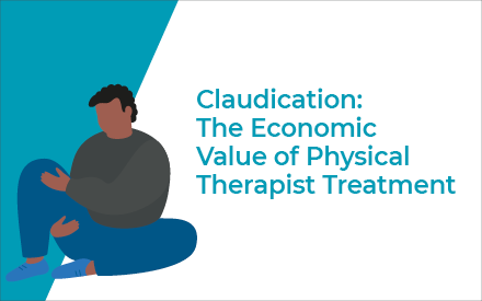 Illustration of a person holding their thigh due to claudication